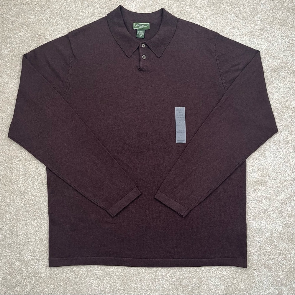 Eddie Bauer Sweater Adult Extra Large Tall Brown Pullover Wool Blend Preppy Men
